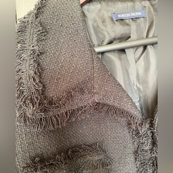 Boston Proper Tweed Black Long Jacket size M - Picture 6 of 12